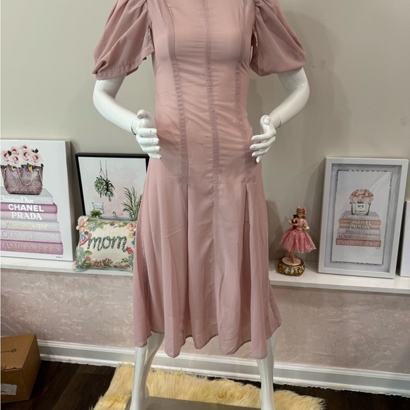 By Anthropologie Modern Sheer Midi Dress Violet Ice Size 0. - Picture 13 of 13